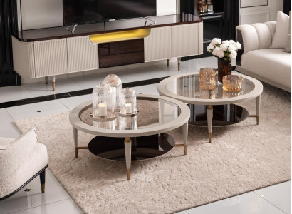 Group Coffee tables Side tables Set 2pcs Coffee table e Beige Wood